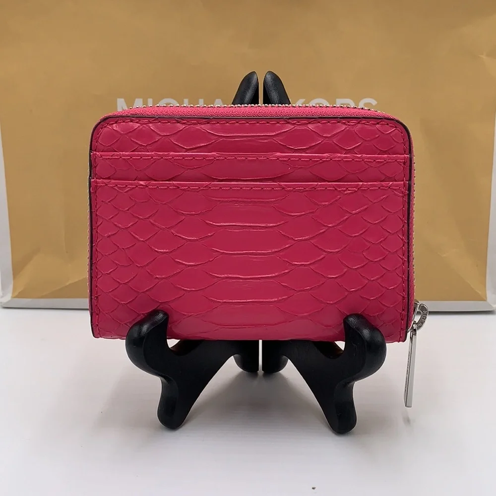 MICHAEL KORS MEDIUM ZIP AROUND CARD CASE ELECTRIC PINK COLOR